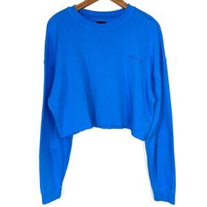 WSLY Bandier Ecosoft Tide Pool Blue Cropped Crewneck Sweatshirt Size Small